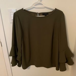 J.Crew Ruffle Sleeve Blouse - Olive Green